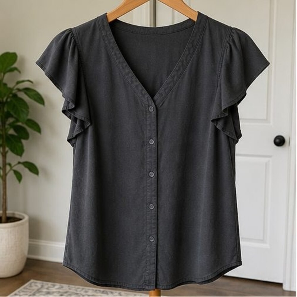 Charcoal Puff Sleeve Top